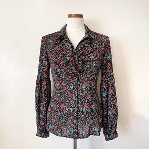 Free People Floral Poets button down shirt size Small preowned